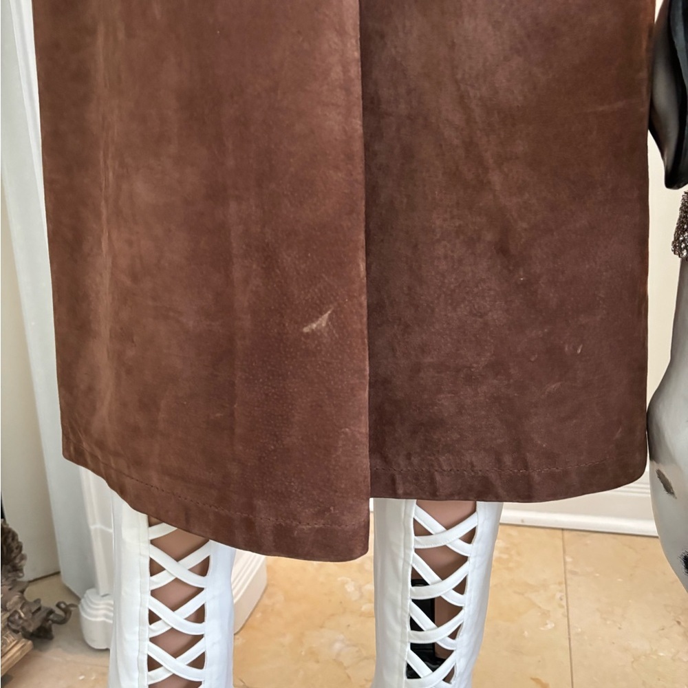 1970 Vintage Suede Elegant Brown Faux Fur Collar Coat - Picture 9 of 16